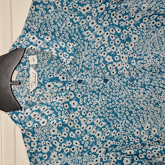 Caffe Marrahesh chiffon quarter pullover tunic shirt ¾ sleeve - L - blue - Picture 2 of 10